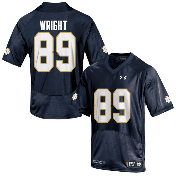 Men's NCAA Notre Dame Fighting Irish #89 Brock Wright Stitched College Under Armour Authentic Navy Blue Football Jersey KQ10O51KP